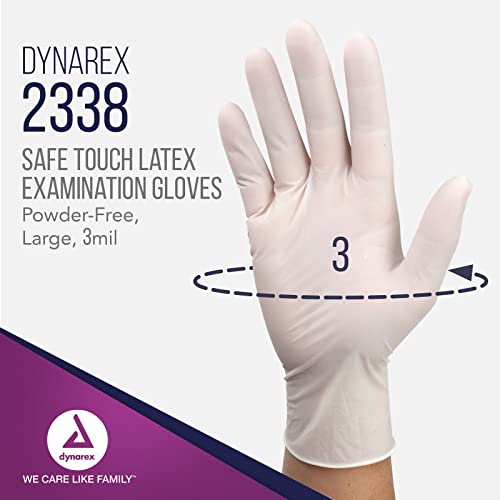 Dynarex Safe-Touch Disposable Latex Exam Gloves, Powder-Free, Used In Healthcare And Professional Settings, Bisque, Large, 1 Case, 10 Boxes Of 100 Gloves #TOP1