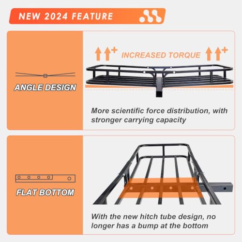 Image of Hitch Cargo Carrier Rack 53 inch*19 inch*5 inch + Waterproof Bag 9 Cu.Ft. (51 inch*17 inch*18 inch) | Included Cargo Net with Attachment Hooks,Ratchet Straps,Hitch Stabilizer|500 Lbs Capacity,Fit 2 inch Receiver