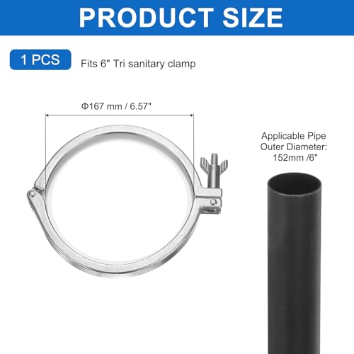 Bride de serrage sanitaire 167mm en acier inoxydable avec écrou