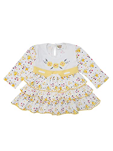 Image of NammaBaby Premium Baby Girls Full Sleeves Frock with Pant Baby Girl's Cotton Frock with Leggings, Frill Frock - Pack of 1