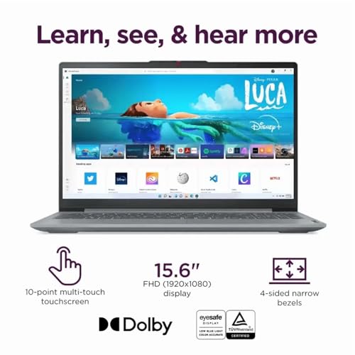Image of Lenovo Slim Touchscreen Laptop (15.6 inch FHD, AMD Ryzen 7 5825U (> Intel i7-1255U) 16GB RAM, 512GB SSD), IdeaPad 3 for Business, Home, School, 10-Hr Long Battery Life, Wi-Fi 6, Win 11 Home, Arctic Grey