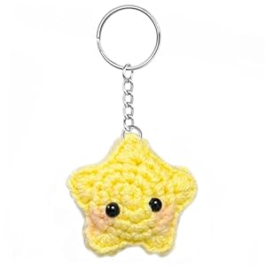 Agromusk Cute Star Keychain,Crochet Kawaii Blush Star for Car Key Decor,Handmade Purse Bag Charms Key Ring Accessories Pastel Gifts Women