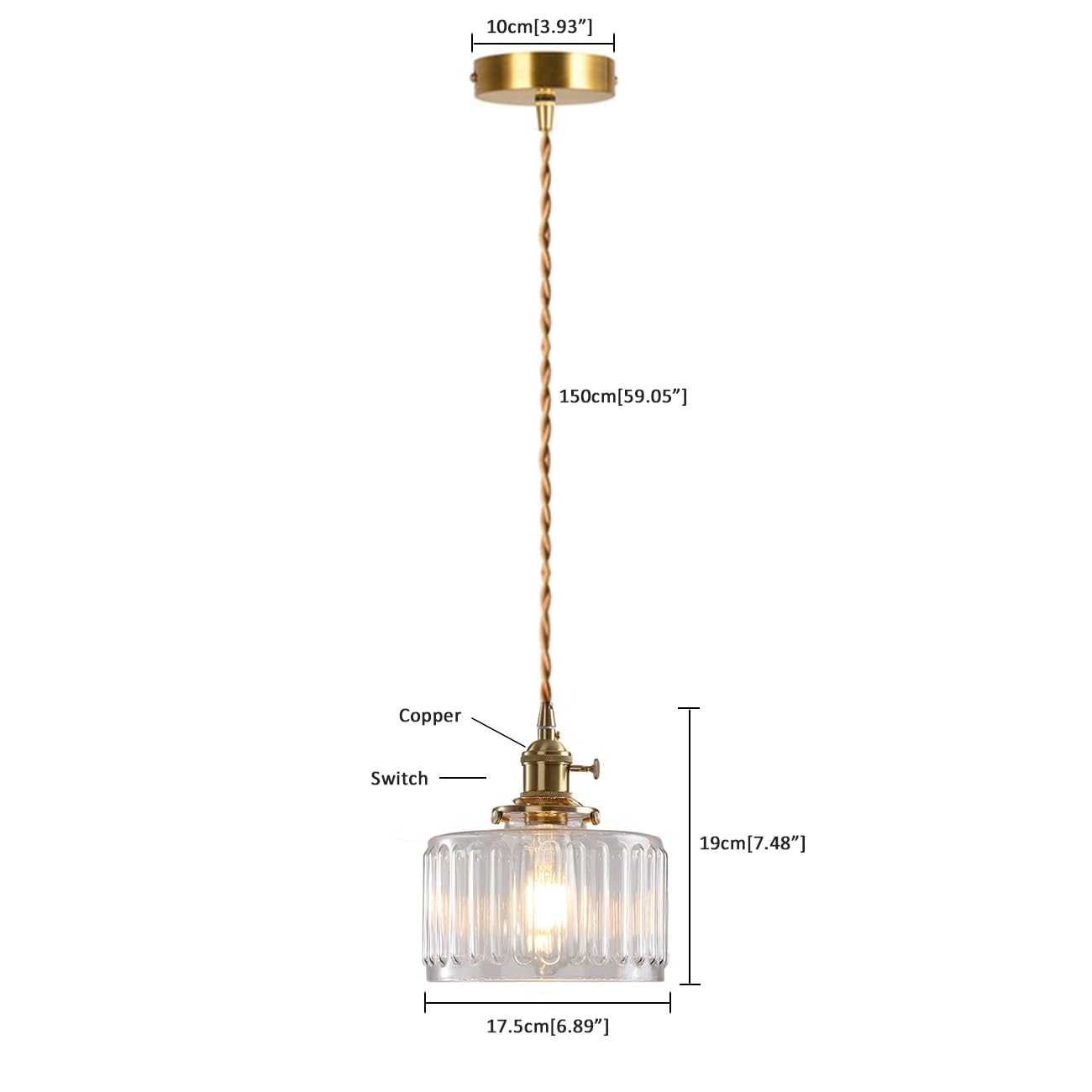Theopractick Retro Glass Pendant Lights in Brass Finish - Image 2