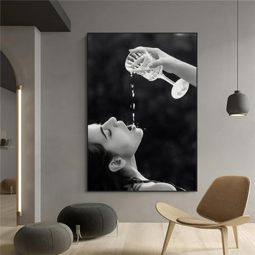 Femmes assoiffées de champagne affiche sexy noir et blanc géante