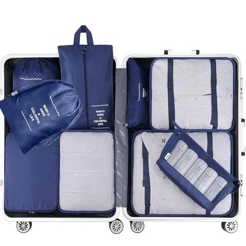 9 Set Packing Cubes for Suitcases, Travel Luggage Organizers, with Clothes Storage Bags, Toiletry Bag, Shoe Bag, Underwear Bag, Laundry Bag, Sock Bag, Travel Accessories (Navy Blue) by KEAMILES - Image 6