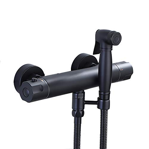 Pulvérisateur de bidet à main noir en laiton avec douchette de toilette chic