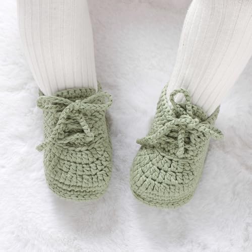 Hadetoto Baby Booties Newborn Cotton Knit Shoes Hand Crochet Soft First Walking Cozy Sneaker for Infant Boys Girls4