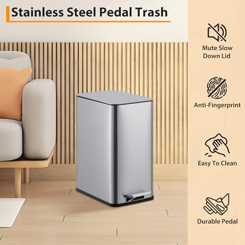 Caneca de basura rectangular 10L acero inoxidable miniatura 6