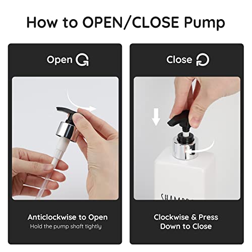 Image of Segbeauty Square Soap Dispenser Refillable, 3pcs 16.9oz Plastic Pump Bottles, 500ml Empty Reusable Modern Bathroom Kitchen Liquid Container Set for Dispensing Shampoo Conditioner Body Soap White
