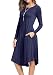 Levaca Womens Fall Long Sleeve Draped Casual Swing Party Dress Deep Blue L
