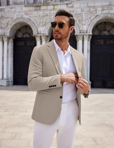 Image of COOFANDY Men's Casual Knit Blazer Two Button Lightweight Sport Coats Suit Jacket