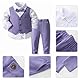 IMEKIS Baby Jungen Gentleman Anzug Formale Geburtstag Hochzeit Taufe Smoking Outfits Langarm Button Down Hemd Hosen + Weste und Fliege, 4tlg Set Lila 2-3 Jahre