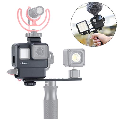 ULANZI V2 Pro Vlogging Housing Case for GoPro 7/6/5, Protective Frame Cage + Microphone Cold Shoe Extension+Lens Filter Compatible for GoPro Hero 7 6 5,Updated of Ulanzi V2