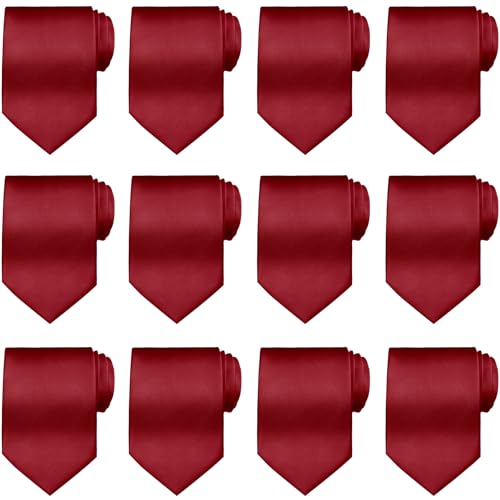 Image of Syhood 6 /12 /24 Pcs Men Ties Set Solid Satin Pure Color Business Formal Necktie Tie 57 inch for Men Occasion Wedding