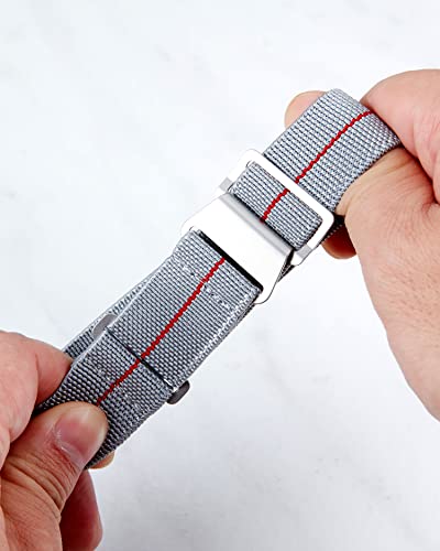 Image of BINLUN Elastic Nylon Watch Band 18mm 20mm 22mm Marine Nationale Fabric Military Parachute Replacement Watch Strap Men Women Silver & Black Buckle - Upgraded Hook-and-Loop Buckle