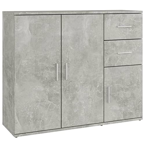 vidaXL Buffet, Armoire Latérale, Meuble de Rangement, Organisateur de Salon Salle de Séjour Intérieur, Moderne, Gris Béton Bois d'Ingénierie