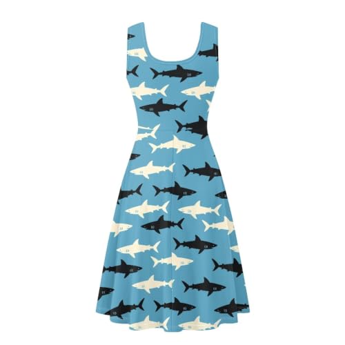 Image of Women Stylish Tank Dresses Sleeveless Round Neck Midi Casual Dress with Pocket for Summer