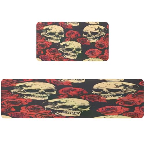 2 alfombrillas de cocina de calaveras absorbentes lavables antideslizantes 2