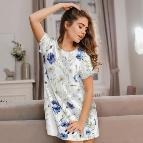 Chemise de nuit douce de qualité supérieure à motif fleuri