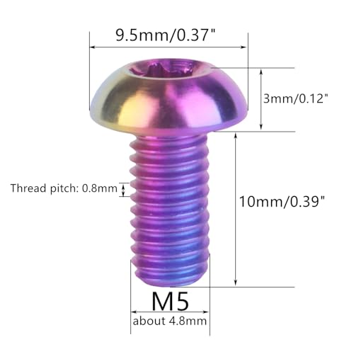 Image of 6PCS Titanium Bike Screw M5x10mm Bicycle Disc Brakes Rotor Bolts Torx T25 Head (Candy Colors)