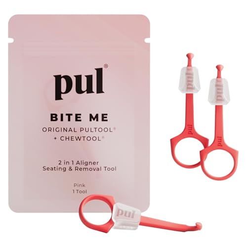Image of PUL Pack of 3 2-in-1 Invisalign Chewies and Aligner Removal Tool for Clear Aligners, Retainers and Trays - Reusable Invisalign Accessory with Chewy and Remover Hook - Travel Size Seating Tool - Pink
