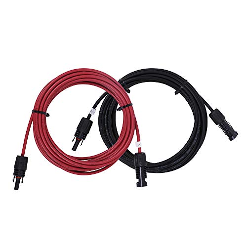 Renogy 20FT 12AWG Solar Extension Cables, M&F Connector, Black&Red, 1 Pair - image 2