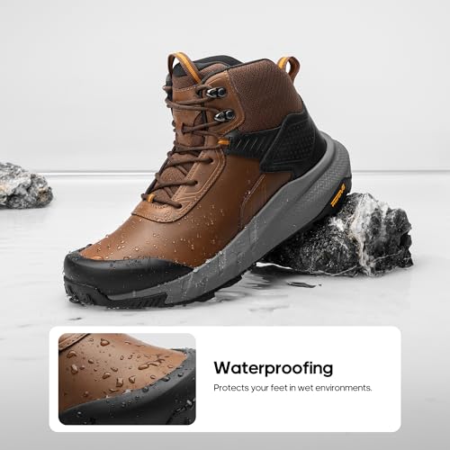 Image of NORTIV 8 Men's Waterproof Military Tactical Work Boots Leather Motorcycle Combat Lightweight Non-Slip Hiking Boots for Men VaporGuard