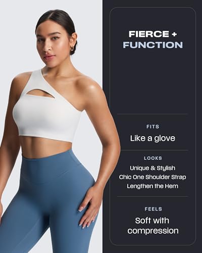 Image of Aoxjox Women's Workout Sports Bras Fitness Gym Olivia Asymmetric One Shoulder Bra Yoga Crop Tank