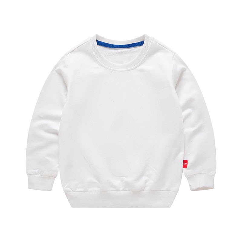 Boys Solid Color Pullover Blue Sweatshirt - White - 4 Years