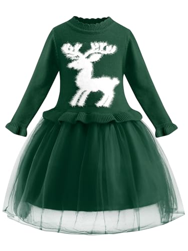 Girl Toddler Sweater Dress Ruffle Christmas Dresses Long Sleeve Outfit Winter Clothes