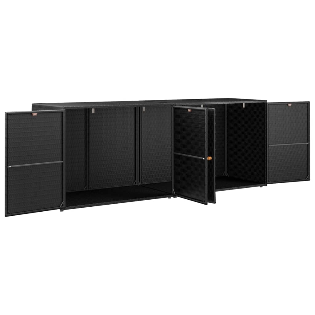 Gartenschrank für den außenbereich Balkonschrank Vorratsschrank Spindschrank Außenschrank Allzweckschrank Außenschrank Haushaltsschrank Schwarz 198x55,5x80 cm Poly Rattan-
