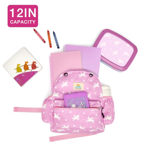 Image of STEAMEDBUN Corduroy Toddler Backpack for Girls 2-4: Kids backpack for Boys Girls - 12 inch Preschool Kindergarten Backpacks - Pink Unicorn