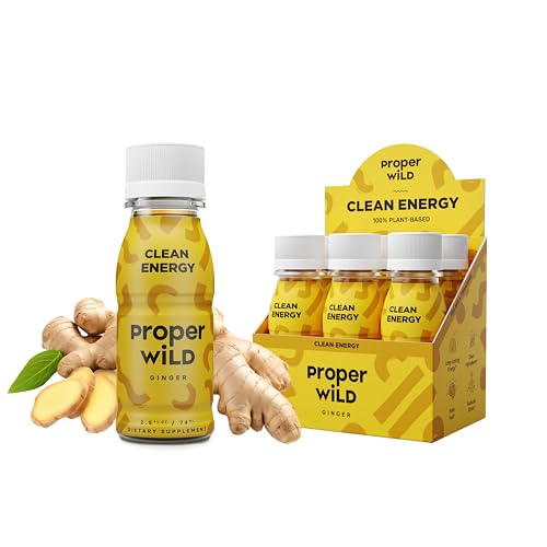Proper Wild Clean Energy Shots for Focus, Ginger, 6-Pack