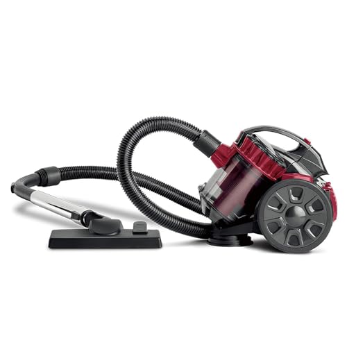 QIAKEFE Aspirador cilíndrico sin bolsa 2600 W, Aspirador trineo, Capacidad de 1,5 litros, potente y silencioso para suelos, alfombras y muebles, cable de alimentación de 5 m (A)