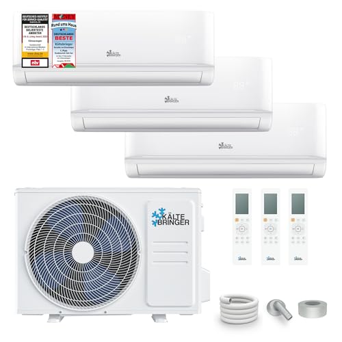 Kältebringer Multisplit Klimaanlage 3 Innengeräte - 27000 BTU - 7,9 kW - Inverter Klimagerät mit Heizfunktion, WiFi und App - sehr leise & energiesparend - Kühlen, Heizen, Lüften, Entfeuchten Kältebringer Multisplit Klimaanlage 3 Innengeräte - 27000 BTU - 7,9 kW - Inverter Klimagerät mit Heizfunktion, WiFi und App - sehr leise & energiesparend - Kühlen, Heizen, Lüften, Entfeuchten