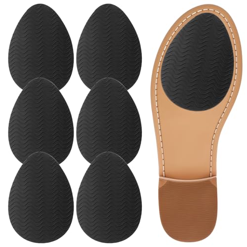 Kifmurase 6 Pcs Black Non-Slip Shoe Pads, Thickened Non-Skid Rubber Protector on Bottom of Shoes for Heel, Noise Reduction Shoe Cushion Self-Adhesive Anti-Slip Sole Sticker for Women Men Leather Shoes