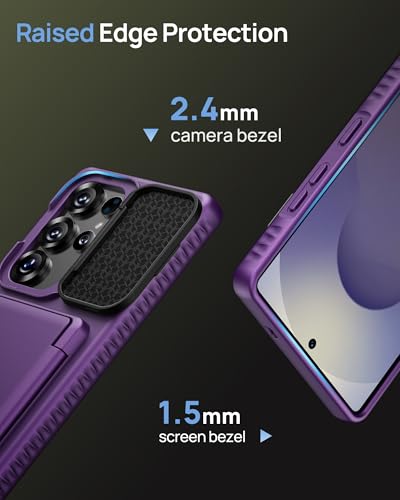 Image of for Samsung Galaxy S25 Ultra Case Wallet with Stand, Built-in [2 Pack] Screen Protector & Card Holder & Camera Cover, Military Grade Drop Protection Phone Case for S25 Ultra 6.9 inch, Dark Purple