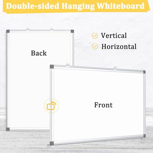 Double-Sided Magnetic Whiteboard, 36" x 24" Dry Erase Board Aluminum Frame for Wall, White Board Marker Board for Kitchen, Memo, School, Home, Office image 2
