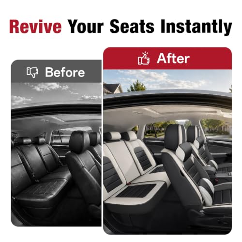 Image of Leather Deluxe Front Seat Covers for Toyota Camry 2015-2026, Gray-White