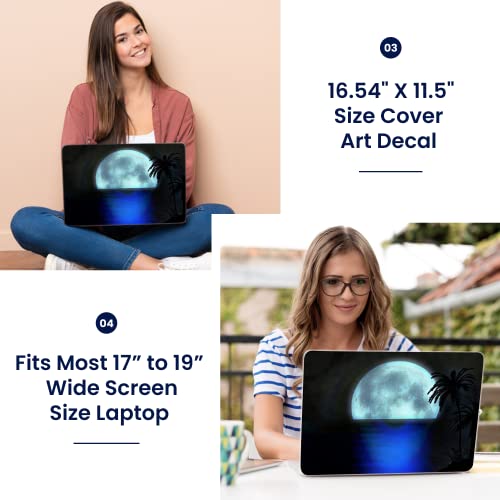 Image of LSS 17 17.3 Inches Laptop Notebook Skin Sticker with 2 Wrist Pads - Reusable Cover Protector Vinyl Sticker Cover Decal Fits 17 inch - 19 inch HP Asus Acer Samsung - Beach Moon Light