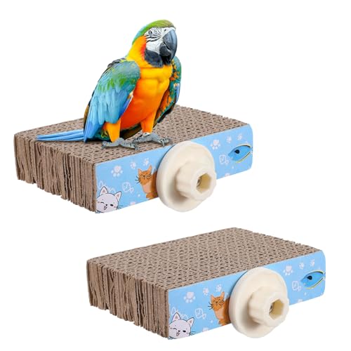 2 Pieces Bird Chew Toy Parrot Perch Stand Platform Paw Grinding Stick Grinding Stand Parrot Cage for Macaws, Small Parakeets, Conures, Budgies