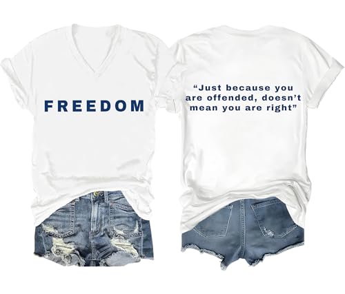 Freedom Shirt Freedom Double-Sided Letter Print Short Sleeve T-Shirt for Men Women, Unisex Tee Tops