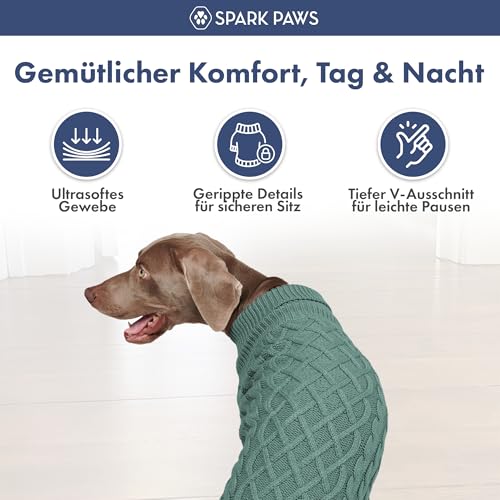Spark Paws Strickpullover für Hunde – Weicher, Warmer Winterpullover für kleine, mittelgroße und große Hunde – Pullover für Französische Bulldoggen, Pitbulls, Hündinnen und Rüden, (Pine Green,3XL)