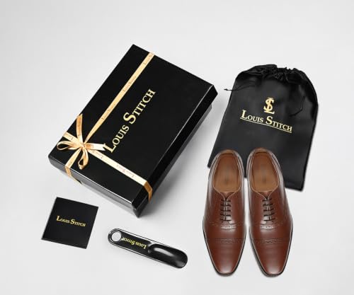Image of LOUIS STITCH Formal Lace Up Shoes for Men | Handcrafted Italian Leather Mens Oxford Shoes| RXOX