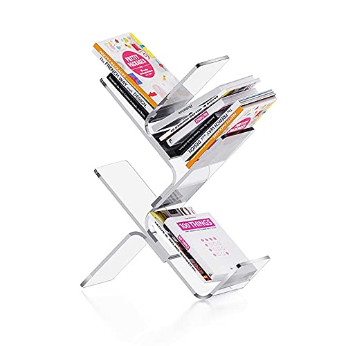 Acrílico Librería En Forma De árbol,Estantería Para Niños Estantería Para Libros,Transparente Piso De Pie Estantes De Almacenaje,Multi-capa Cds Libros Soporte De Visualización Orga-4 tercios 62x20x75c Cover