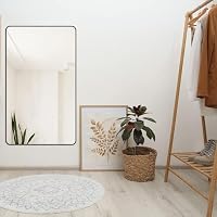 Boromal Badezimmerspiegel 100x60cm Spiegel Badspiegel Vertikal/Horizontal Dekorative Wandspiegel für Badezimmer, Wohnzimmer, Gäste WC Schwarz – Ansicht 2