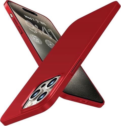 Coque iPhone 15 Pro Max ultra fine et mate de couleur rouge