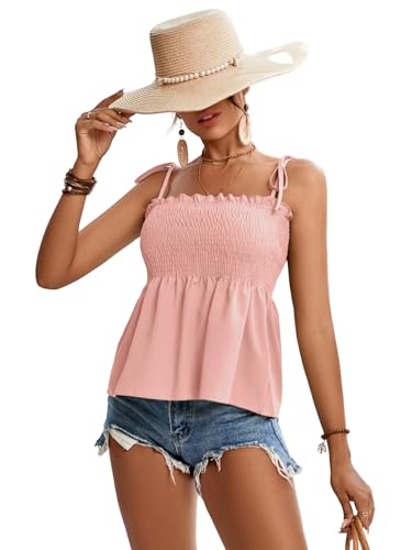 Image of LYANER Women's Tie Shoulder Cute Cami Blouse