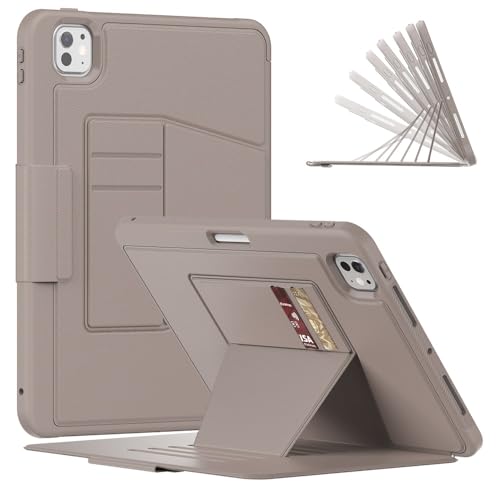 Étui avec veille automatique iPad Pro 11 M4 2024 cuir PU or rose et support