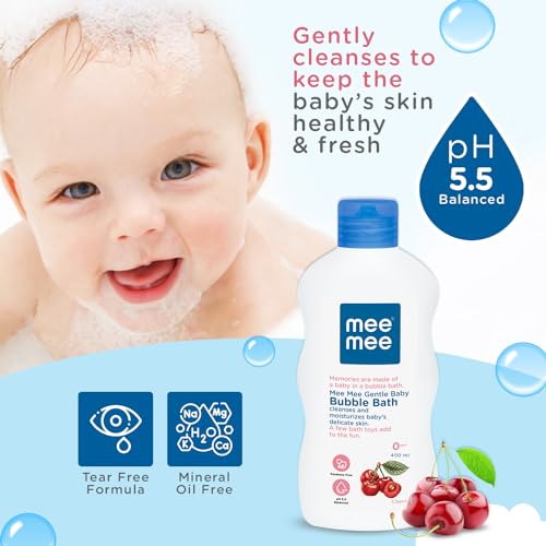 Image of Mee Mee Baby Body Wash 400ml with Cherry & Fruit Extracts | Tear-Free, Mild & Moisturizing Formula |Paraben-Free, Dermatologically Tested, pH Balanced |Gentle Head-to-Toe Bubble Bath for All SkinTypes